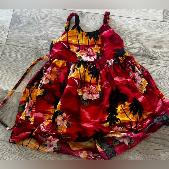 Tropical Hawaiian Red and Yellow Sundress - Picture 3 of 3
